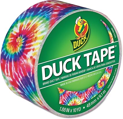 Duck Brand Printed Duct Tape Single Roll, Love Tie Dye (283268)