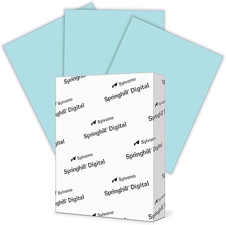 Springhill 8.5” x 11” Blue Colored Cardstock Paper, 67lb Vellum Bristol, 147gsm, 250 Sheets (1 Ream) – Premium Lightweight Cardstock, Vellum Printer Paper with Textured Finish – 026000R