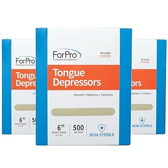 ForPro Professional Collection Senior Tongue Depressors, Large Wax Applicators, Wood Craft Sticks, 6” Senior Sized, Non-Sterile, 500-Count (Pack of 3)