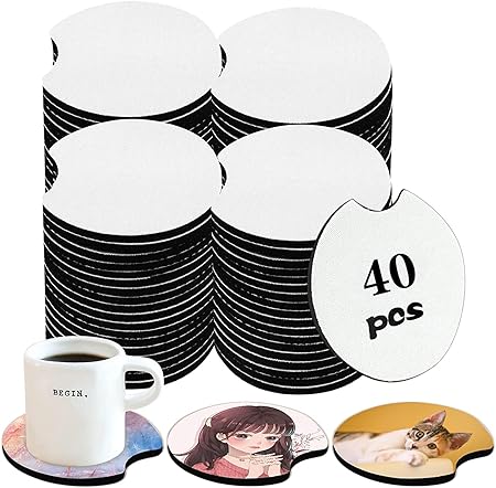 40 PCS Sublimation Blank Car Coasters, 2.75 in Circular Opening for Thermal Sublimation DIY Crafts,Car Coasters.