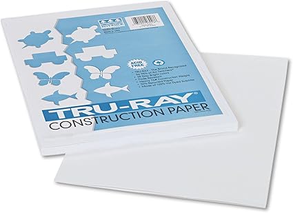 Pacon 103026 Tru-Ray Construction Paper, 76 lbs., 9 x 12, White, 50 Sheets/Pack