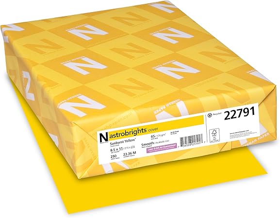 Neenah Paper 22791 Color Cardstock, 65lb, 8 1/2 x 11, Sunburst Yellow, 250 Sheets