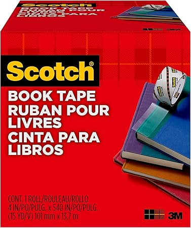 Scotch Book Tape, 4 in x 540 in, Excellent for Repairing, Reinforcing Protecting, and Covering (845-400)