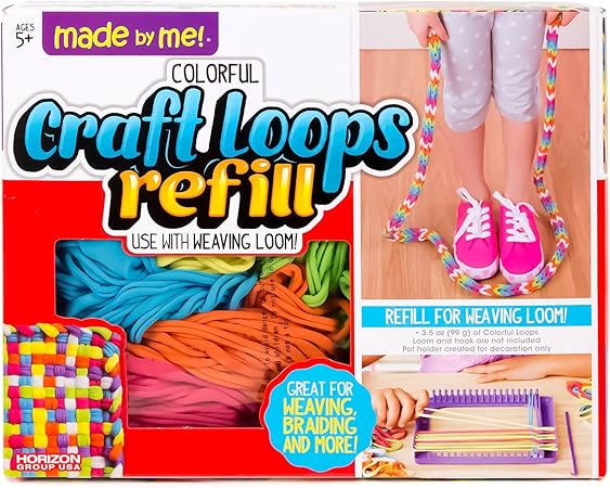 Made By Me Craft Loops Refill, Includes 210 Weaving Loom Loops in 7 Vibrant Colors, Potholder Loops, Loom Refill Loops, DIY Craft Loop Refill Kit, Craft Kits for Kids