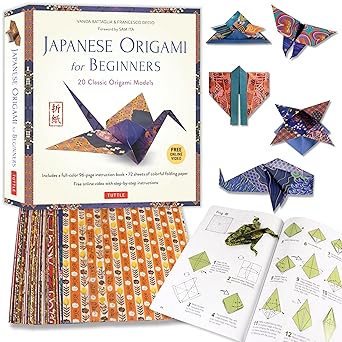 Japanese Origami for Beginners Kit: 20 Classic Origami Models: Kit with 96-page Origami Book, 72 Origami Papers and Instructional Videos: Great for Kids and Adults!