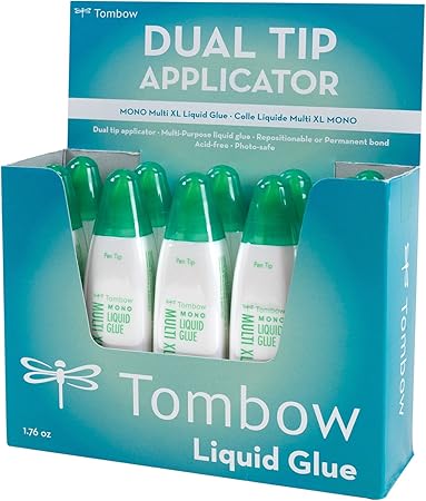 Tombow 52195 MONO Multi XL Liquid Glue, 1.76 Ounce Each, 10-Pack. Value Size, Multi-Purpose Glue with Dual Tip Dispenser.