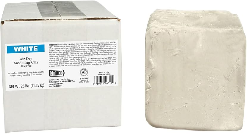 AMACO AMA46318R Air Dry Clay, 25 lbs. , White (Color may vary)