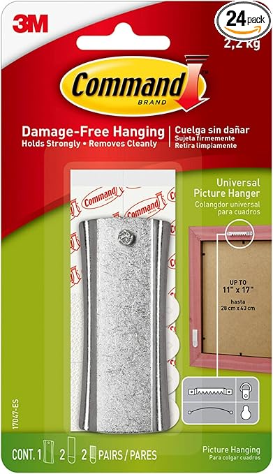 Command Large 5 lb Capacity Universal Frame Hanger, 1 hanger, 2 strips, 2 frame stabilizer strips, Indoor Use (17047-ES)