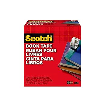 Scotch Book Tape, 3 in x 540 in, Excellent for Repairing, Reinforcing Protecting, and Covering (845-300)