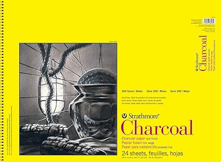 Strathmore 300 Series Charcoal Paper Pad, Top Wire Bound, 18x24 inches, 24 Sheets (64lb/95g) - Artist Paper for Adults and Students - Charcoal and Pastel