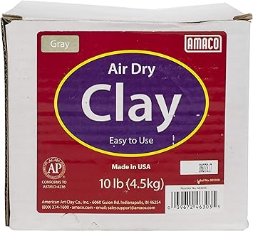 AMACO Air Dry Clay, Gray, 10 lbs, Grey