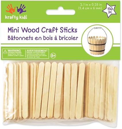 Forever in Time Krafty Kids CW496 Craftwood Mini Craft Sticks, 2 .13in by 0.25in, Natural, 150-Piece