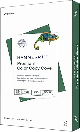 Hammermill Cardstock, Premium Color Copy, 80 lb, 17 x 11-1 Pack (250 Sheets) - 100 Bright, Made in the USA Card Stock, 120037R , White