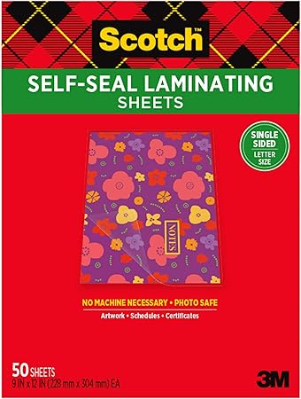 Scotch Laminating Sheets 9 in x 12 in Letter Size Single Sided