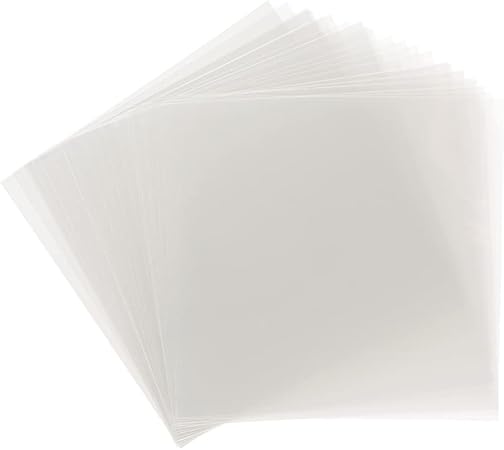 Samsill 50 Pack 12x12 .007 Clear Craft Plastic Sheets Compatible with Cricut, Stencils, Cards, Journals, Crafts, 3D Embellishments, Acetate Sheets for Crafts, Plastic Sheet .007