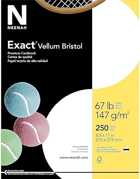 Neenah Paper Exact Vellum Bristol, 67 lb, 8.5 x 11