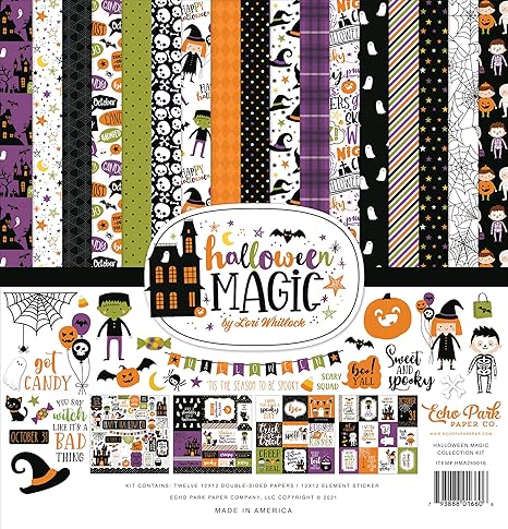 Echo Park Paper Company Halloween Magic Collection Kit Paper, Multi 12-x-12-Inch