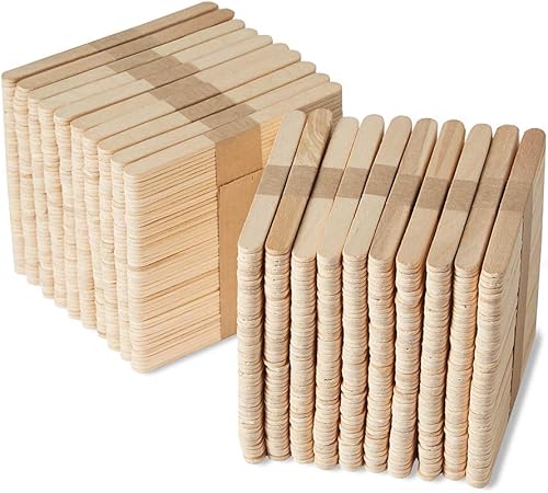 hand2mind Natural Wood Craft Sticks Bulk Set, Popsicle Sticks for Crafts, Waxing Sticks, Classroom Art Supplies, Art Sticks, Sticks for Crafting, Kids Art Supplies, 4-1/2 x 3/8 in. (Pack of 1,000)