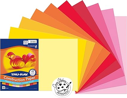 Pacon 102948 Tru-Ray Construction Paper, 76 lbs., 12 x 18, Assorted, 25 Sheets/Pack