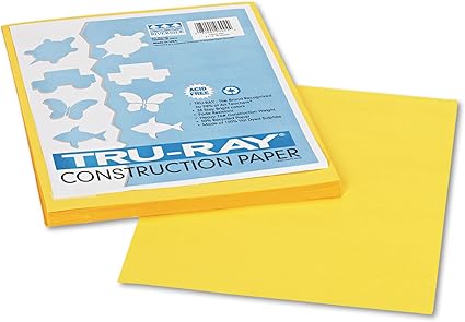 Pacon 103004 Tru-Ray Construction Paper, 76 lbs., 9 x 12, Yellow, 50 Sheets/Pack