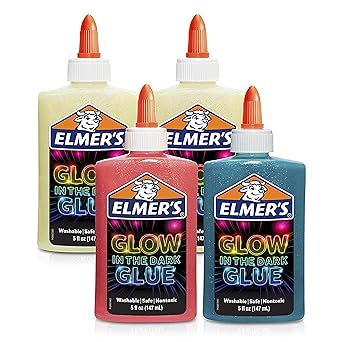 Elmer's Glow in the Dark Liquid Glue, Great for Making Slime, Washable, Assorted Colors, 5 Ounces Each