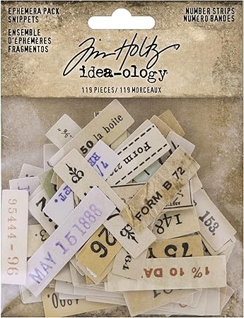 Tim Holtz Ephemera Snippets Number Strips Paper Crafts, Multi