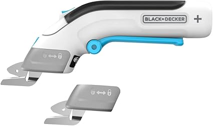 BLACK+DECKER 4V MAX Electric Fabric Scissors, Cordless, USB Rechargeable (BCSC115FF), White