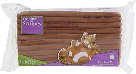 Original Sculpey® Terra Cotta, Non Toxic, Polymer clay, Oven Bake Clay, 1 pound great for modeling, sculpting, holiday, DIY and school projects. skill levels.