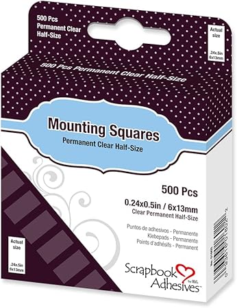 Scrapbook Adhesives by 3L Scrapbook Adhesives Mounting Squares, 500 pcs (0.24X 0.5 inch) Clear