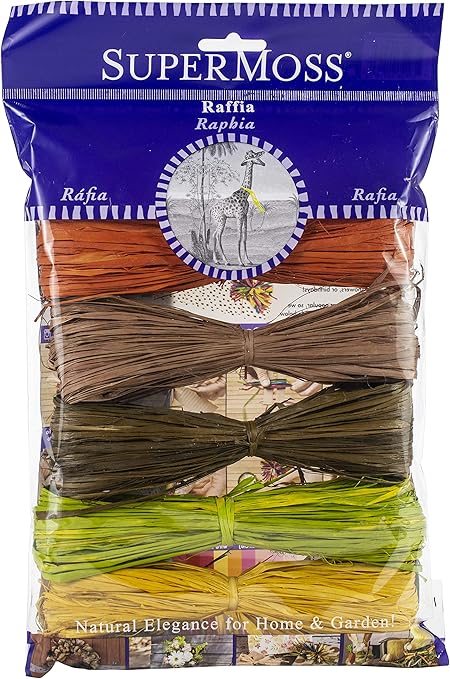 SuperMoss (40518) Raffia Craft Kit - Fall, Thanksgiving (Basil, Golden, Rust, Terra Cotta, Brown), 16 cu In. (5 Pack)