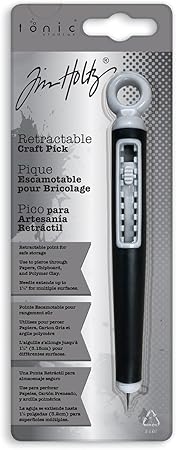 Tim Holtz Craft Pick Poker - Retractable Punch Tool for Paper Crafting, Scrapbooking, Die Cuts, and Art Supplies - Adjustable Fine Point Tip