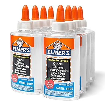 Elmer's Liquid School Glue, Clear, Washable, 5 Ounces, 8 Count - Great for Making Slime