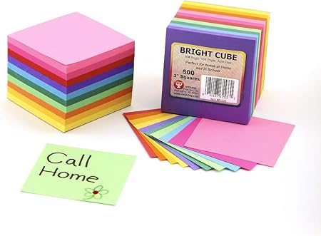 Hygloss 3x3 Bright Products Cube, 3-Inch Paper Squares-10 Assorted Colors-1 Pad, 3