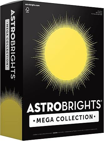 Astrobrights Mega Collection, Colored Cardstock, Punchy Pastel Lemon Twirl, 320 Sheets, 65 lb./176 gsm, 8.5