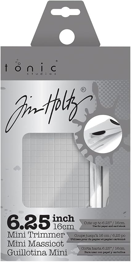 Tim Holtz Mini Paper Cutter - Small Portable Guillotine Paper Trimmer for Crafts, Photo Paper, and Card Making - 6.25 Inch Cutting Length with Ruler and Grid Lines