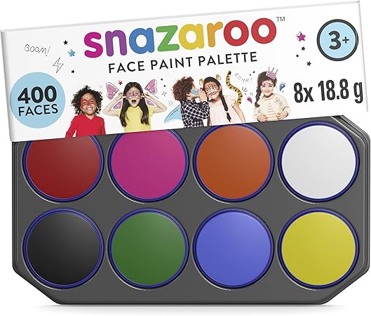 Snazaroo Face Paint Palette Kit, 8 x18.8g (0.6 Fl Oz), 8 Colours, Face Paint for Kids & Adults