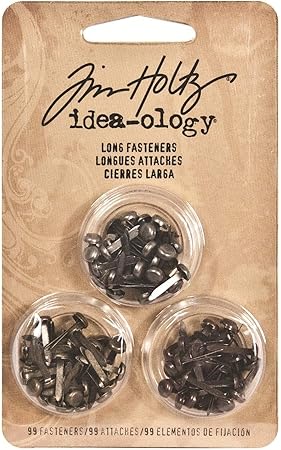 Tim Holtz Idea-ology Metal Long Fasteners, 99 per Pack, 7/16 Inches, Antique Finishes, TH92703