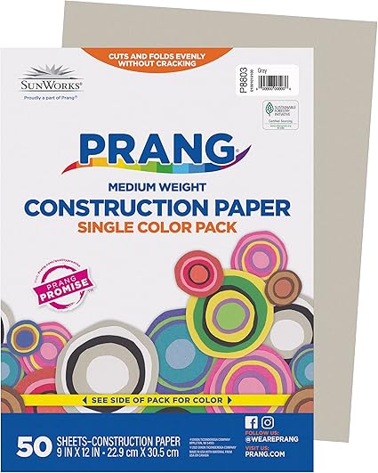 Prang (Formerly SunWorks) Construction Paper, Gray, 9