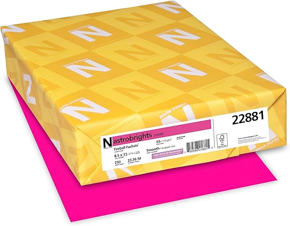 Neenah Paper 22881 Color Cardstock, 65lb, 8 1/2 x 11, Fireball Fuchsia, 250 Sheets