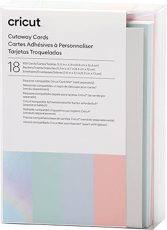 Cricut Cutaway Cards R10, Intricately Design Birthday Cards, Thank You Cards, Custom Greeting Cards, Holographic Backer, Compatible with Cricut Joy/Maker/Explore Machines, Pastel Sampler (18 ct)