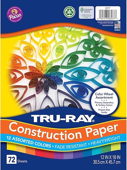 Tru-Ray Color Wheel Assortment, 12 x 18 Inches, Assorted Colors, Pack of 72 (P6577)