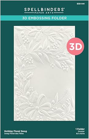 Spellbinders Holiday Floral Swag 3D Embossing Folder, ONE