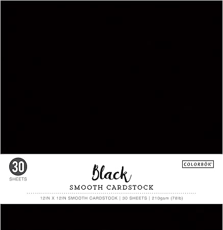 Colorbok Black 12x12in Smooth Cardstock