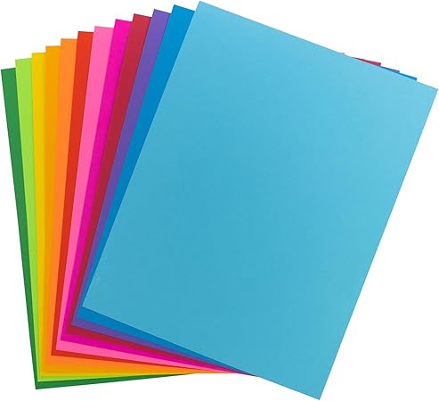 Hygloss Bright Colored Cardstock - 8.5x11-Inch, 12 Assorted Colors, 96 Sheets, 65 lb/ 176 gsm, Fade-Resistant, Acid-Free Color Card Stock Paper