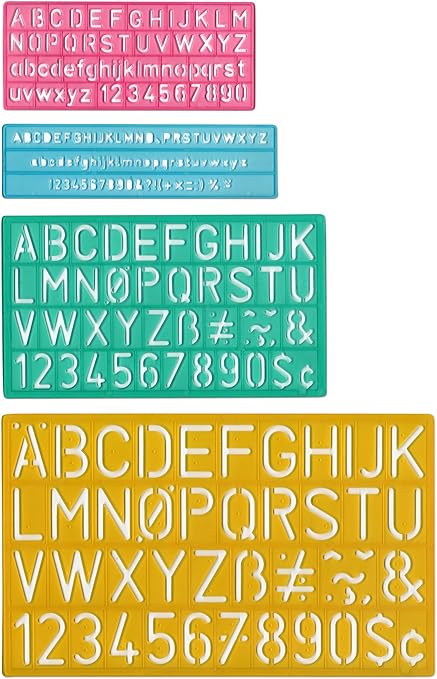 Westcott 02145 Letter Stencil Guide Set, Assorted, 4 Pack