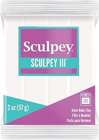 Polyform Sculpey III Polymer Oven-Bake Clay, White, Non Toxic, 2 oz. bar, Great for modeling, sculpting, holiday, DIY, mixed media and school projects.Great for kids & beginners!