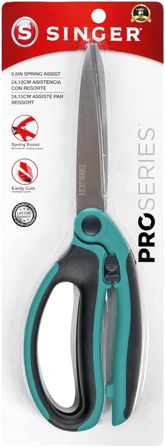 SINGER 00565 9-1/2-Inch ProSeries Spring Assist Scissor with Comfort Grip, Teal