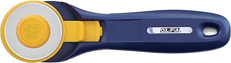 OLFA 45mm Quick-Change Rotary Cutter (RTY-2C/NBL) - Rotary Fabric Cutter w/ Blade Cover for Crafts, Sewing, Quilting, Replacement Blade: OLFA RB45-1 (Navy)