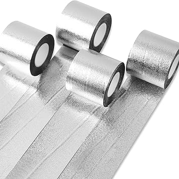 PartyWoo Crepe Paper Streamers 4 Rolls 328ft, Pack of Silver Foil Party Streamers, Party Streamers for Birthday Party Decorations, New Year's Eve Decorations, Wedding Decorations (1.8 In x 82 Ft/Roll)