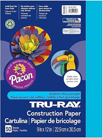 Tru-Ray Heavyweight Construction Paper, Atomic Blue, 9